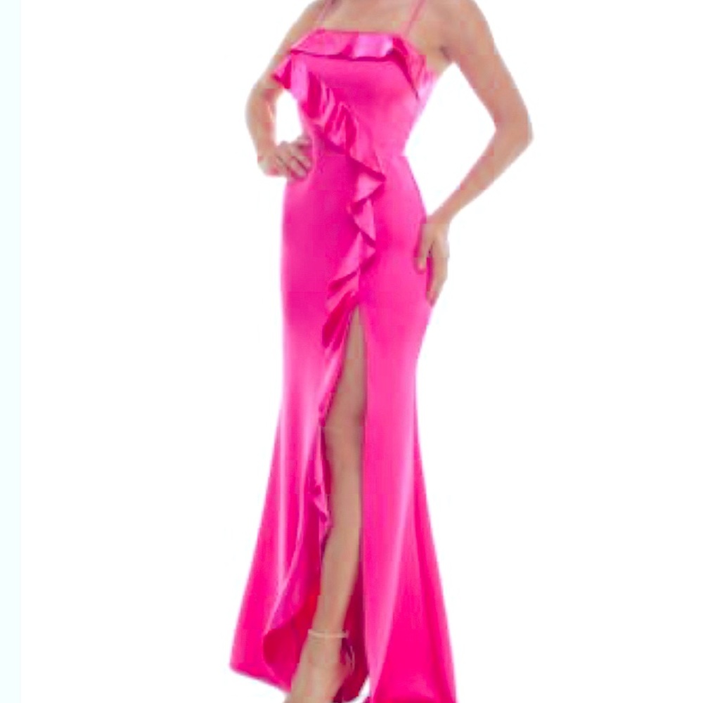NWT-Emerald Sundae Hot Pink Spaghetti Strap Maxi Gown